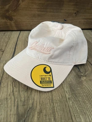 NUEVO CON ETIQUETAS Gorra ajustable Carhartt para mujer de lona con escritura rosa pálido $30 Foto 1 de 4