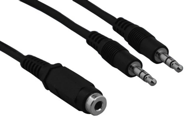 6" AUX 3.5mm Audio Y-Cable Adapter Female to 2x Male PC iPod iPhone MP3 Car 6in - Image 1 of 1