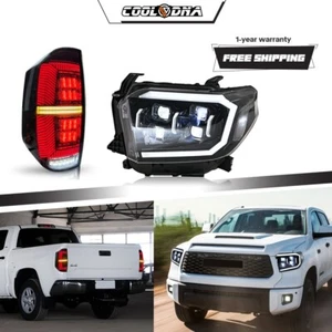 FULL LED Headlights+SMOKED Tail Lights For 2014-2021 Toyota Tundra W/Sequential - Picture 1 of 24