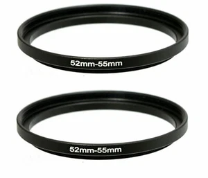 (2 Pcs ) 52-55mm 52mm to 55mm Alumnium Metal Step Up Lens Filter Ring Adapter - Picture 1 of 1