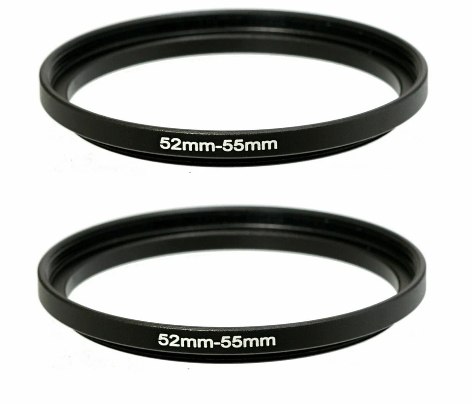 (2 Pcs ) 52-55mm 52mm to 55mm Alumnium Metal Step Up Lens Filter Ring Adapter - Image 1 of 1