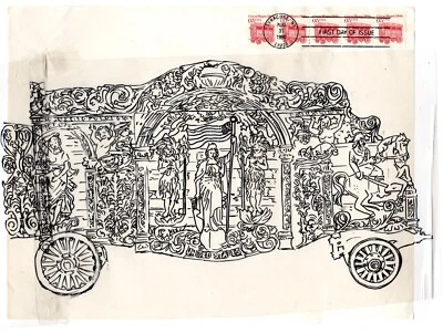 #2452 Circus Wagon Doris Gold H/P FDC 1990 Transparencies & Art - Image 1 of 3