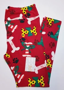 LuLaRoe Leggings TC Christmas Dog Bones Paw Prints Tall & Curvy (12-18) NWT - Picture 1 of 9