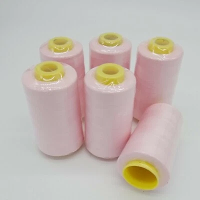 6 Spools BABY PINK Quality Serger Sewing Machine Thread  6000 YDS/Cone T27 S/2   - Image 1 of 4