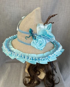 Impresionante Sombrero de Brujas Steampunk Azul Crema Volantes Plumas de Dragón Potter (WH) - Imagen 1 de 9