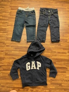 Lot of 3 Pcs Boys Kids Size 2 Years: 2 pcs Jeans & 1 pcs Hoodie Full Zip - Picture 1 of 5