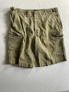 Abercrombie and Fitch 36x10.5" Khaki Y2K 2000s Button Fly Cargo Mens Shorts - Picture 1 of 10