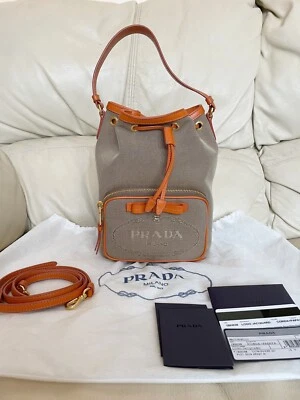 PRADA Canvas Bucket Bag Crossbody, RRP £1200 - Image 1 of 4