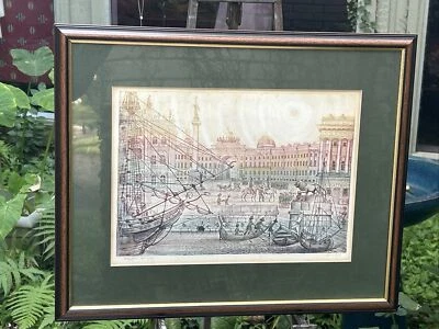 Antiguo grabado arquitectónico de principios de 1900 de San Petersburgo, firmado y titulado Foto 1 de 4