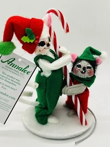Muñecas Annalee 5" y 3" Bastón de Caramelo Ratones Pareja 610121 Retirado 2021 Regalo de Navidad - Imagen 1 de 11