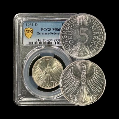 GERMANY. 1961, 5 Mark, Silver, D - PCGS MS63 - Federal Eagle, Munich - Image 1 of 4