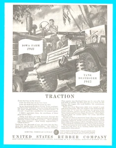 1945 United States Rubber farm tractor print ad tank Army soldier jungle war - Picture 1 of 3