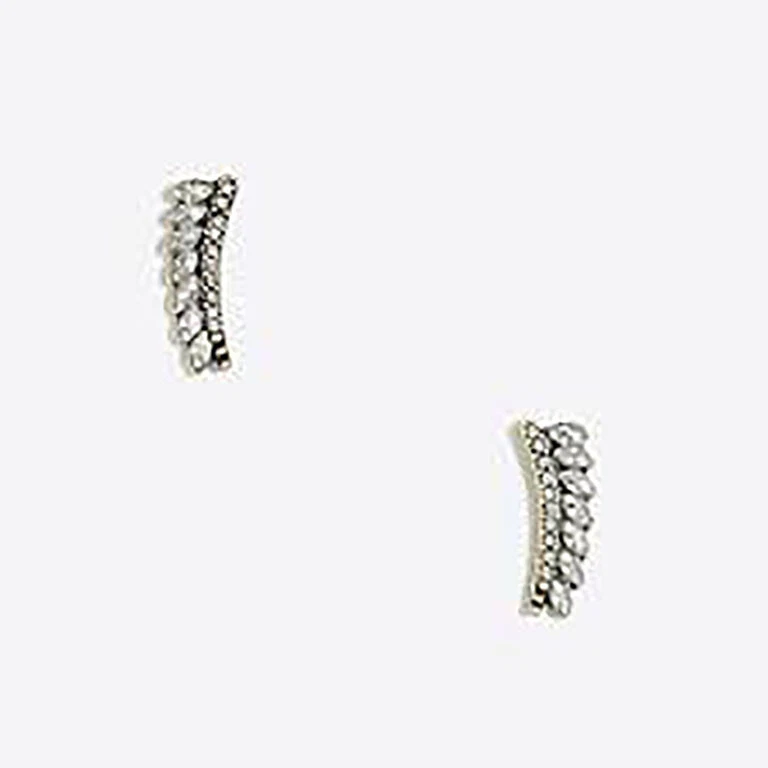 J.Crew Women's Crystal Feather Crawler Stud Earrings NWT 39.99 Item G3986 - Image 1 of 3