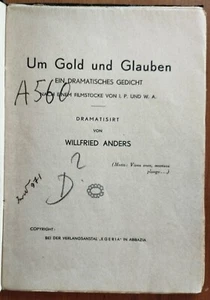 RARE GERMAN PLAY, 1934 - UM GOLD UND GLAUBEN - FIUME, COLUMBUS, SPANISH INQUISIT - Picture 1 of 8