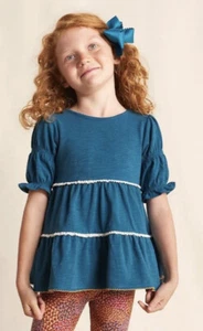 Matilda Jane Girls A Dream Come Blue Knit Puff Sleeve Peasant Tunic 10 New - Picture 1 of 2