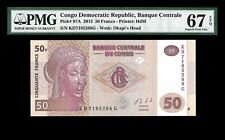 Congo Democratic Republic Babque Centrale 50 Francs 2013 PMG67