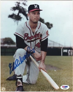 Eddie Mathews Autographed 8x10 Color Photo Milwaukee Braves PSA Authentic - Picture 1 of 4