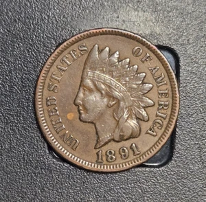 1891 Indian Cent Penny VF+ J49 - Picture 1 of 2