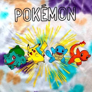 NWT Pokemon Pikachu Tie Dye T-Shirt (Med or Large) Bulbasaur Squirtle Charmander - Picture 1 of 4