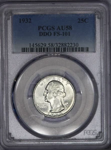 1932 Washington Quarter 25c PCGS AU58 FS-101 DDO LB - Picture 1 of 2