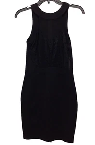 Stella Luce Womens High Neck Mesh Lace Fitted Short Mini Dress Black Size Small - Picture 1 of 5