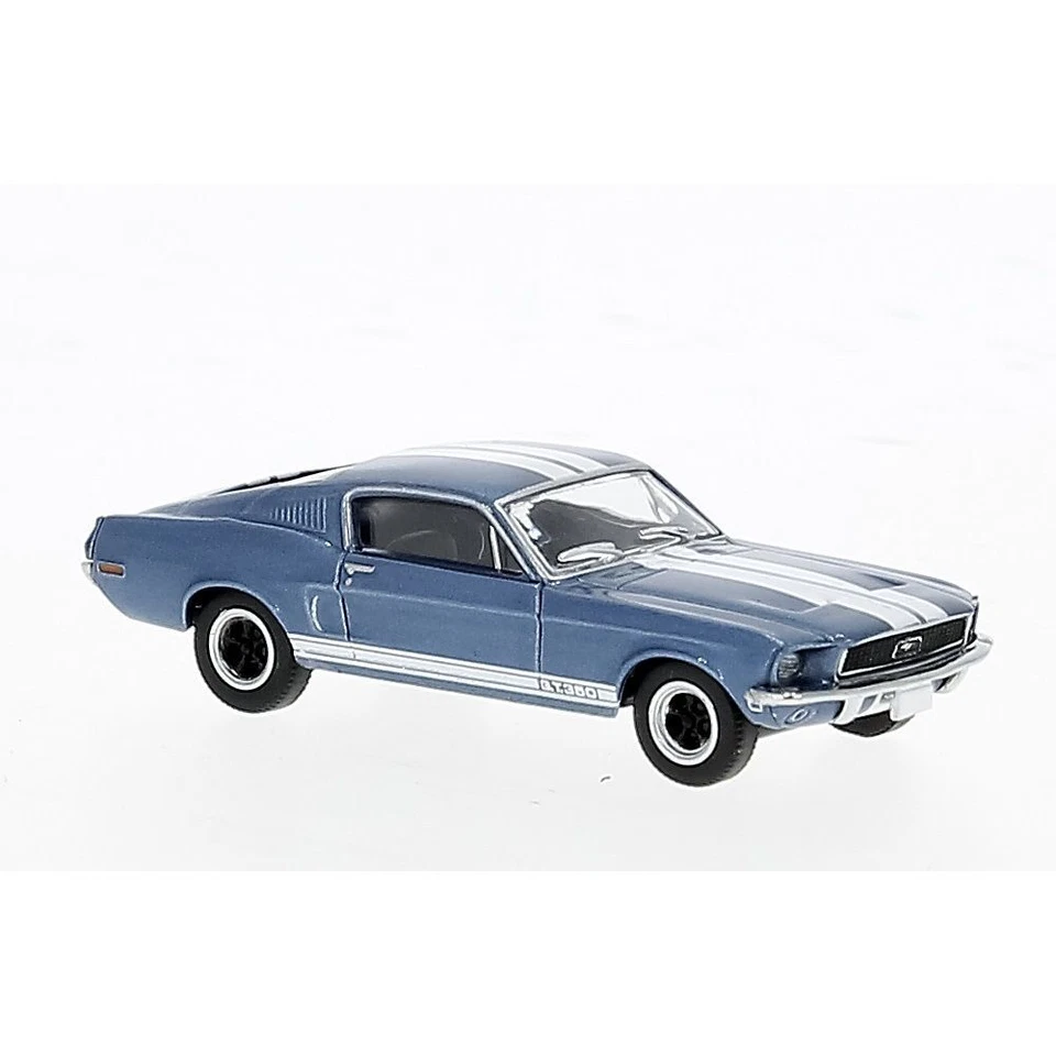 BREKINA 19608 Scala HO Ford Mustang Shelby GT 350 1968 azzurra e strisce bianche - Immagine 1 di 1