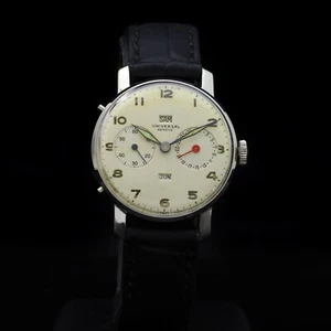 Universal Geneve triple calendar 40s steel 35 mm manual cal 291 serviced - Foto 1 di 10