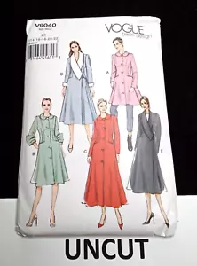 VOGUE UNCUT Pattern V9040 Misses Plus Size 14-22 Lined Fitted Flared Coat FF - Picture 1 of 8