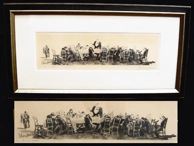 Richard Bloos 1878- Düsseldorf / Der Herrenabend / Radierung, handsigniert 1930 - Bild 1 von 4