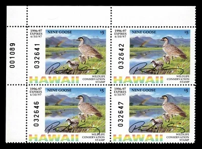 HI1S — 1996 Hawaii Artist signed PB/4 First of State duck stamp - Image 1 of 2