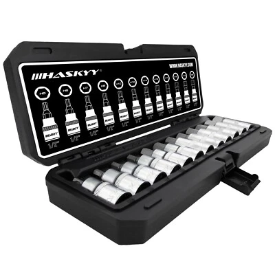 HASKYY 1/2 Zoll Innensechskant Inbus Schlüssel Nuss Set 5-22 mm Stecknüsse 12tlg - Bild 1 von 4