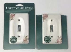 Creative Accents Porcelain White Single Light Switch Plate Cover Seashell 2 Vtg - Picture 1 of 13