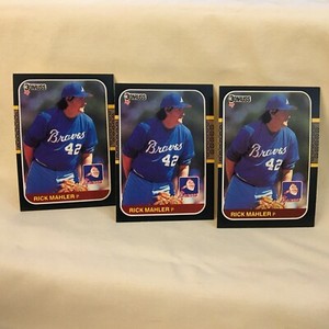 1987 Donruss Baseball Cards, three RICK MAHLER #190, Atlanta Braves