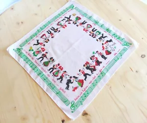 Fazzoletto Cotone Vintage Lingua Danza Tedesca Musica Note 10X10,75" Hanky - Foto 1 di 6
