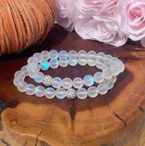 Natural Mermaid Aura Angel Quartz 8mm Beads Healing Energy Stretch Bracelet - Picture 1 of 5