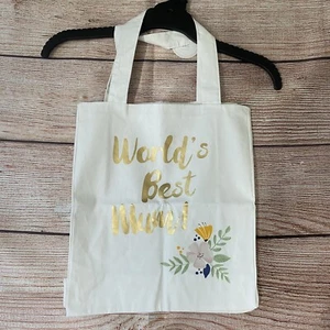 World's Best Mum Calico Tote Bag ~ 37cm x 31cm ~ Reusable, Shopping, Beach - Picture 1 of 3