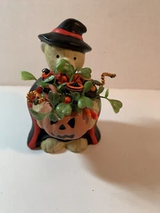 Halloween Vintage Bottone Bouquet/Orso-Fattoria~Paese~Prim Decorazione Riutilizzata - Foto 1 di 3