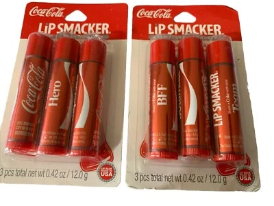 Bonnie Bell Lip Smackers Coca~Cola Flavored Lip Balm #83001 ( 2 Set Total 6 PCS)