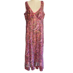 St Michael VTG Bias Cut 60s nightdress Maxi Pink Paisley Mesh Babydoll Nylon Mod - Picture 1 of 12