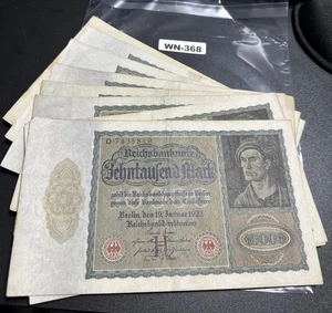 VERALTETE WELTBANKNOTE: Lot von 10 Deutschland 10000 Reichsbanknote Scheine WN-368 - Bild 1 von 16