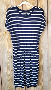 Banana Republic Casual Dress Women's MP Blue White POCKETS Stretch Soft Cape Cod - Picture 1 of 10