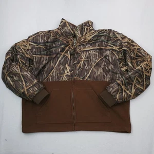 Drake Waterfowl Jacket Men XXL Brown Camo Fleece Lined Shadow Grass Hunting Coat - Picture 1 of 13