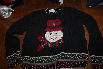 MUJER FEO NAVIDAD SUÉTER PEQUEÑO ALGODÓN RAMIE MUÑECO DE NIEVE Foto 1 de 3