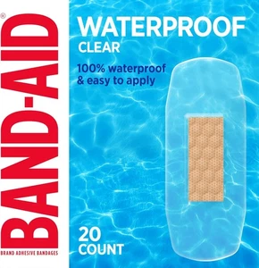 BAND-AID Brand Clear Waterproof Adhesive Bandages, 20 Count (Pack of 1)  - Picture 1 of 7