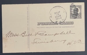 Tarjeta postal Ronceverte, Virginia Occidental #UX19 enviada por correo el 18 de septiembre de 1908 a Lewisburg, WV - Imagen 1 de 2