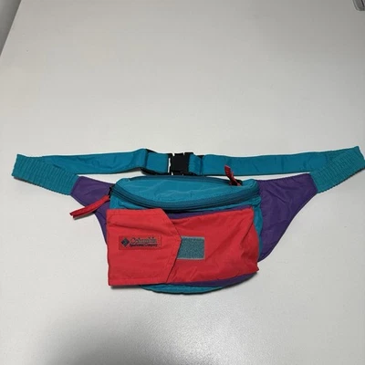 Bolsa de esqui vintage década de 1990 Columbia cores brilhantes pacote de cintura bolsa de babá anos 90 retrô - Imagem 1 de 4