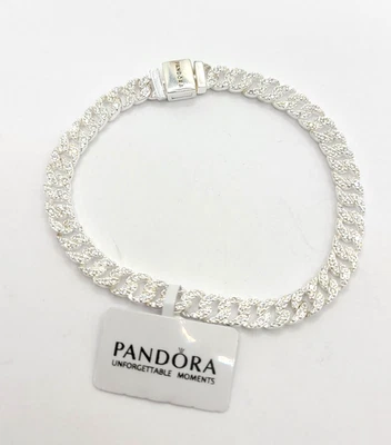 PANDORA 593008C01 Pulseras de cadena cubanas con pavé atemporal tamaño 6,7 pulgadas Foto 1 de 4