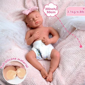 20" Realisitc Floppy Silicone Reborn Baby Cuddly Washable Newborn Doll Girl Gift - Picture 1 of 7