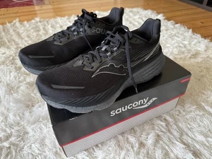 Saucony Hurricane 24 Mens Running Shoes, Black-Shadow, UK 11 - Picture 1 of 11