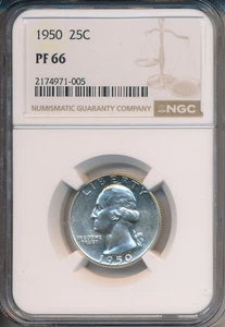1950 PROOF WASHINGTON SILVER QUARTER **NGC CERTIFIED PF 66** FREE SHIPPING!! - Picture 1 of 2